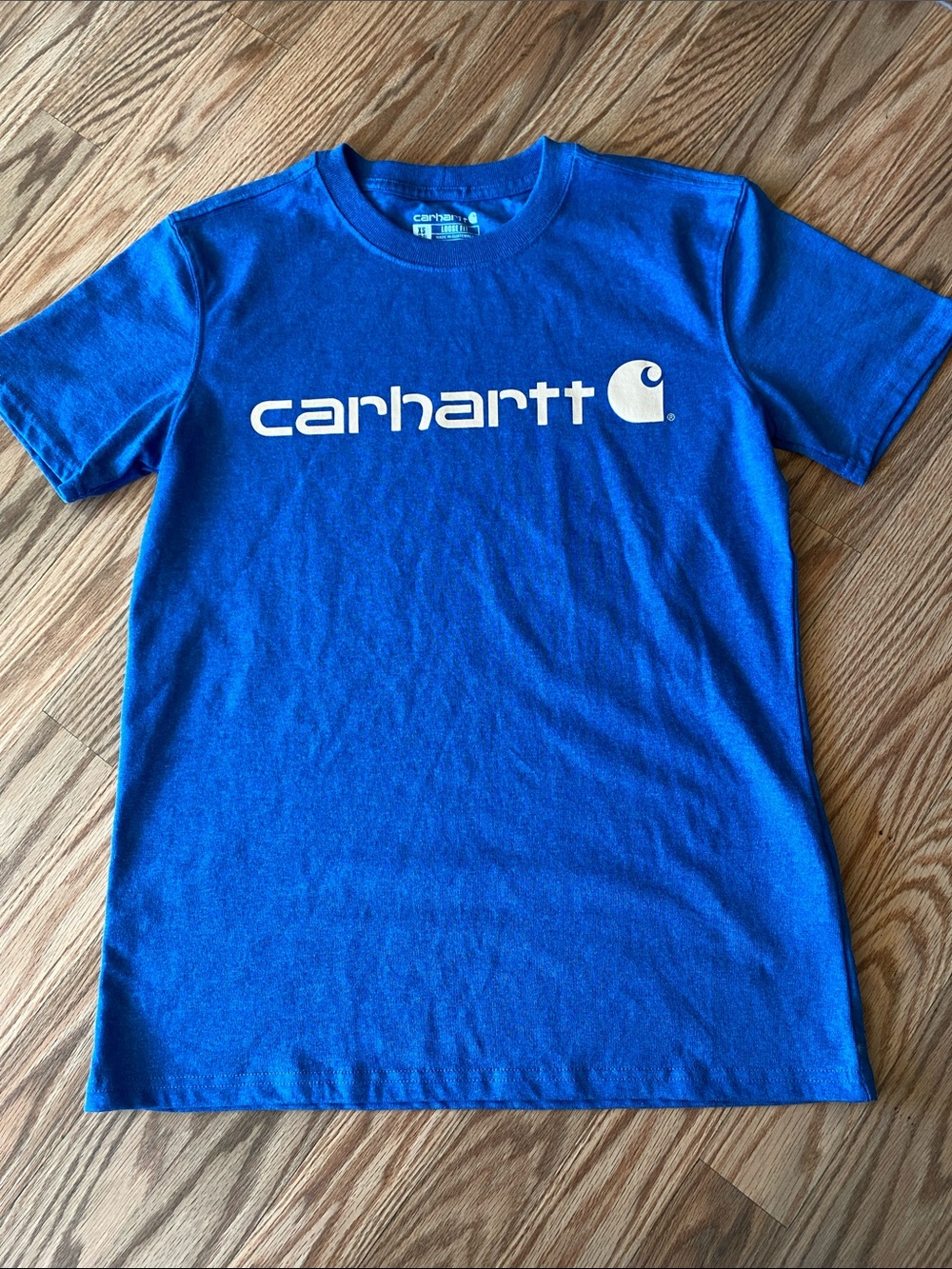 Carhartt Women’s Royal Blue Loose Fit Tee with White XS Oversized Casual